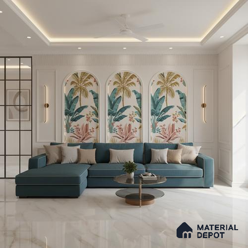 Marble Floor & Wall Large Format Tile TL 07611 Cenia Natural 6 ft x 4 ft Glossy Finish Vitrified Tile - 9 mm | Suitable for Living Room, Bedroom & Bathroom | Adhesive and Spacers Must be Used During Installation