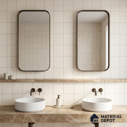 Subway Wall & Floor Tile TL 07615 B Coarse Biancо 8 inch x 8 inch Vitrified Matte Finish - 9 mm | 2 mm Spacer is Mandatory | Please Expect a Slight Variation of Pattern