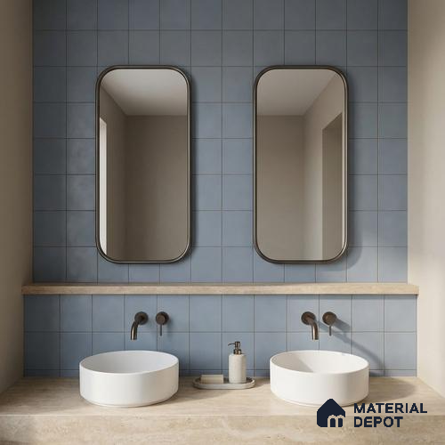 Subway Wall & Floor Tile TL 07615 D Coarse Blue 8 inch x 8 inch Vitrified Matte Finish - 9 mm | 2 mm Spacer is Mandatory | Please Expect a Slight Variation of Pattern