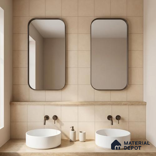 Subway Wall & Floor Tile TL 07615 H Coarse Creamа 8 inch x 8 inch Vitrified Matte Finish - 9 mm | 2 mm Spacer is Mandatory | Please Expect a Slight Variation of Pattern