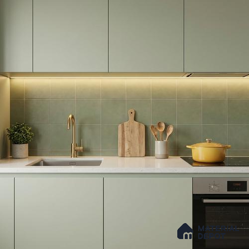 Subway Wall & Floor Tile TL 07615 J Coarse Green 8 inch x 8 inch Vitrified Matte Finish - 9 mm  | 2 mm Spacer is Mandatory | Please Expect a Slight Variation of Pattern