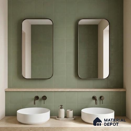 Subway Wall & Floor Tile TL 07615 J Coarse Green 8 inch x 8 inch Vitrified Matte Finish - 9 mm | 2 mm Spacer is Mandatory | Please Expect a Slight Variation of Pattern