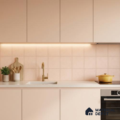 Subway Wall & Floor Tile TL 07615 L Coarse Pink 8 inch x 8 inch Vitrified Matte Finish - 9 mm | 2 mm Spacer is Mandatory | Please Expect a Slight Variation of Pattern