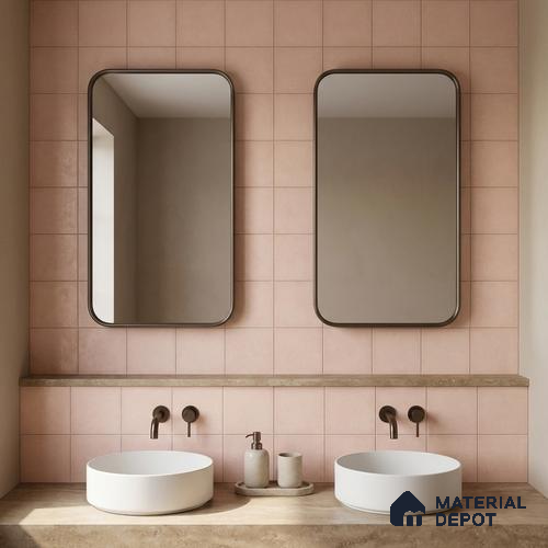 Subway Wall & Floor Tile TL 07615 L Coarse Pink 8 inch x 8 inch Vitrified Matte Finish - 9 mm | 2 mm Spacer is Mandatory | Please Expect a Slight Variation of Pattern