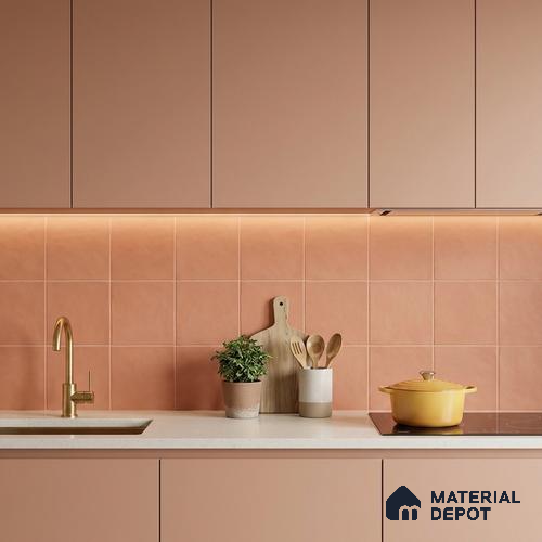 Subway Wall & Floor Tile TL 07615 N Coarse Red 8 inch x 8 inch Vitrified Matte Finish - 9 mm | 2 mm Spacer is Mandatory | Please Expect a Slight Variation of Pattern