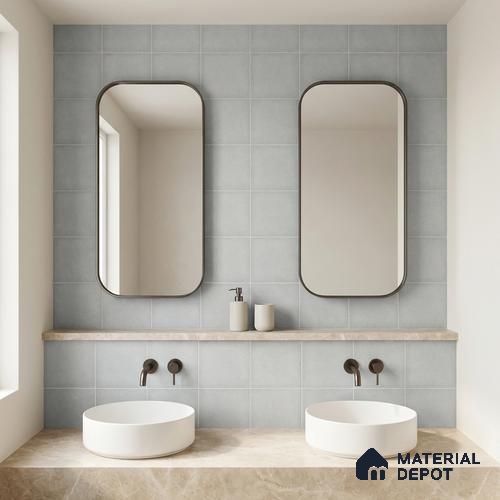Subway Wall & Floor Tile TL 07615 P Coarse Steel Grey 8 inch x 8 inch Vitrified Matte Finish - 9 mm | 2 mm Spacer is Mandatory | Please Expect a Slight Variation of Pattern