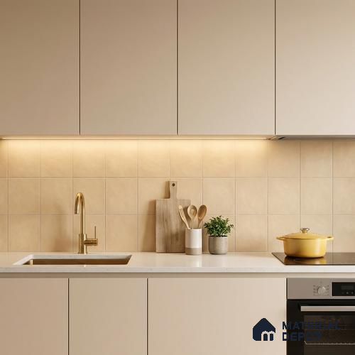 Subway Wall & Floor Tile TL 07615 R Coarse Yellow 8 inch x 8 inch Vitrified Matte Finish - 9 mm | 2 mm Spacer is Mandatory | Please Expect a Slight Variation of Pattern