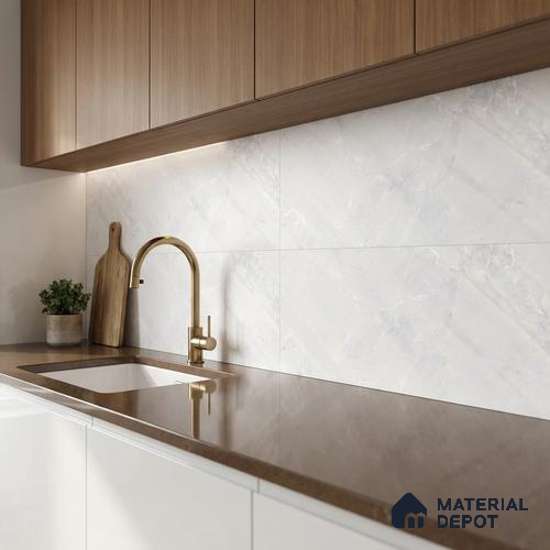 Grey Marble Wall & Floor Tile TL 07617  Bursa Bianco 2 ft x 1 ft Ceramic Matte Finish - 8 mm