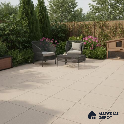 Stone Floor Tile TL 07645 B Prime Earthstone Beige 2 ft x 2 ft Punch Finish Vitrified Fullbody  Tile - 16 mm | Suitable for Living Room, Bedroom & Bathroom