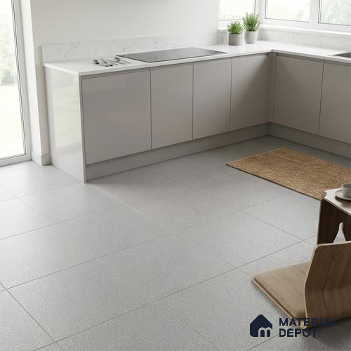 Stone Floor Tile TL 07645 D Prime Earthstone Light Grey 2 ft x 2 ft Punch Finish Vitrified Fullbody  Tile - 16 mm | Suitable for Living Room, Bedroom & Bathroom