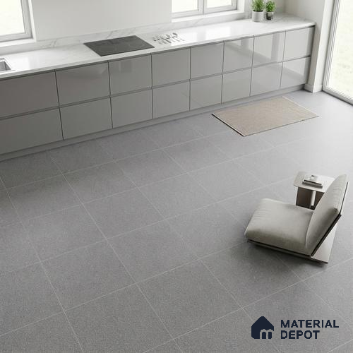 Stone Floor Tile TL 07645 E Prime Earthstone Dark Grey 2 ft x 2 ft Punch Finish Vitrified Fullbody  Tile - 16 mm | Suitable for Living Room, Bedroom & Bathroom
