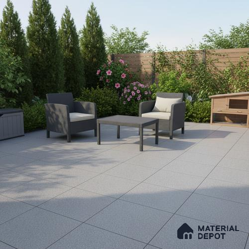 Stone Floor Tile TL 07645 E Prime Earthstone Dark Grey 2 ft x 2 ft Punch Finish Vitrified Fullbody  Tile - 16 mm | Suitable for Living Room, Bedroom & Bathroom
