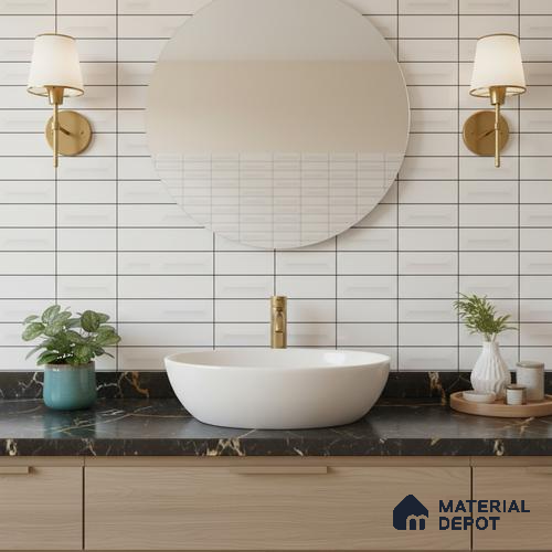 Faux Subway Wall Tile TL 07653 2 ft x 1 ft Ceramic Glossy Finish - 8 mm