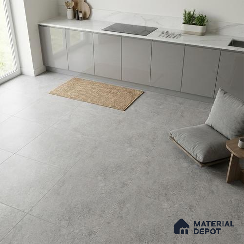 Stone Floor Tile TL 07666 C Prime Rialto Grey 2 ft x 2 ft Punch Finish Vitrified Fullbody Tile - 16 mm | Suitable for Living Room, Bedroom & Bathroom