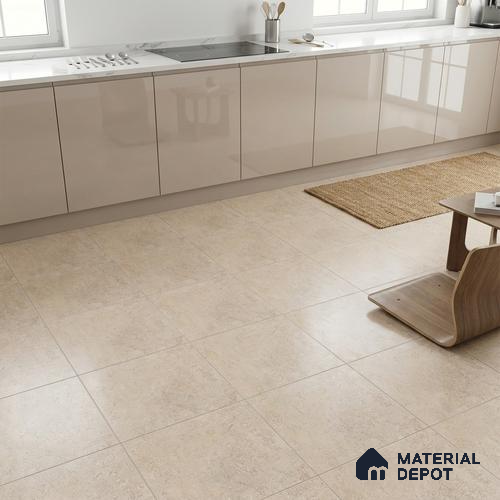 Stone Floor Tile TL 07666 Prime Rialto Crema 2 ft x 2 ft Punch Finish Vitrified Fullbody  Tile - 16 mm | Suitable for Living Room, Bedroom & Bathroom
