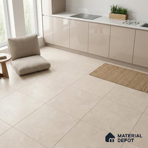 Stone Look Floor Tile TL 07670 Taupe Beton 2 ft x 2 ft Matte Finish Vitrified Tile - 9 mm | 10 Random Design | Suitable For Living Room, Dining & Patio