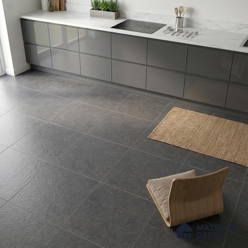 Stone Look Floor Tile TL 07671 C Nero Meta Stone 2 ft x 2 ft Matte Finish Vitrified Tile - 9 mm | 10 Random Design | Suitable For Living Room, Dining & Patio