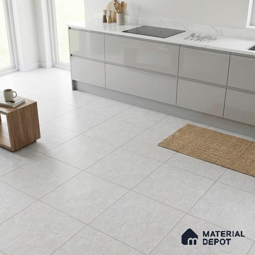 Stone Look Floor Tile TL 07671 Silver Meta Stone 2 ft x 2 ft Matte Finish Vitrified Tile - 9 mm | 10 Random Design | Suitable For Living Room, Dining & Patio