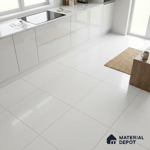 Plain Look Floor, Wall Tile TL 07697 Plain White Matte 2 ft x 2 ft Vitrified Matte Finish - 9 mm | Suitable for Living Room, Bedroom & Bathroom