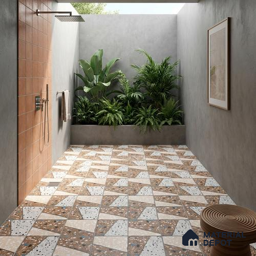 Terrazzo Parking Floor Tile TL 07764 177 1.31 ft x 1.31 ft Vitrified Matte Finish Tile - 11 mm | Suitable for Outdoor Parking, Terrace, Balcony | Pattern Alignment May Vary | 2-3 mm Spacer is Mandatory