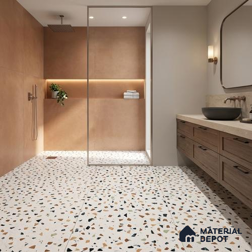 Terrazzo Floor Tile TL 07792 B 2303 1.64 ft x 1.64 ft Vitrified Matte Finish Tile - 12 mm | Random 4 | Suitable for Outdoor Parking, Terrace, Balcony | Pattern Alignment May Vary | 2-3 mm Spacer is Mandatory
