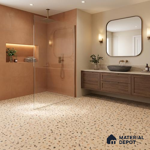 Terrazzo Floor Tile TL 07792 C 2305 1.64 ft x 1.64 ft Vitrified Matte Finish Tile - 12 mm |  Random 4 | Suitable for Outdoor Parking, Terrace, Balcony | Pattern Alignment May Vary | 2-3 mm Spacer is Mandatory