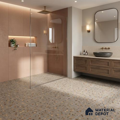 Terrazzo Floor Tile TL 07792 D 2306 1.64 ft x 1.64 ft Vitrified Matte Finish Tile - 12 mm |  Random 4 | Suitable for Outdoor Parking, Terrace, Balcony | Pattern Alignment May Vary | 2-3 mm Spacer is Mandatory