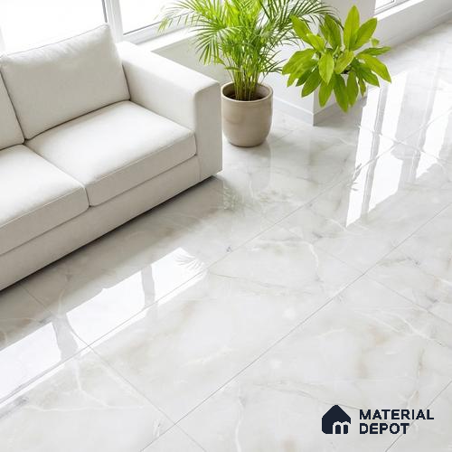 Floor & Wall Tile TL 07845 Endless Dove Bianco 4 ft x 2 ft Vitrified Glossy Finish - 9 mm | Suitable for Kitchen, Bathroom, Living Room & Bedroom | Random 4