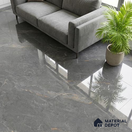 Floor & Wall Tile TL 07847 Endless Majestic Grey 4 ft x 2 ft Vitrified Glossy Finish - 9 mm | Suitable for Kitchen, Bathroom, Living Room & Bedroom | Random 4