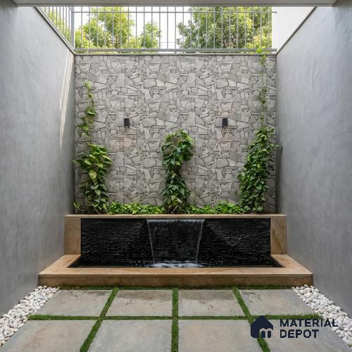 Stacked Stone Wall Tile TL 07888 Navtico Noce 2 ft x 1 ft Ceramic Matte Finish - 9 mm | Suitable for Courtyard, Foyer, Balcony, Elevation