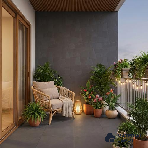 Punch Floor & Wall Tile TL 07892 Levels DimGrey Decor - 1 4 ft x 2 ft Matte Finish Vitrified Tile - 9 mm | Suitable For living Room, Bedroom, Bathroom