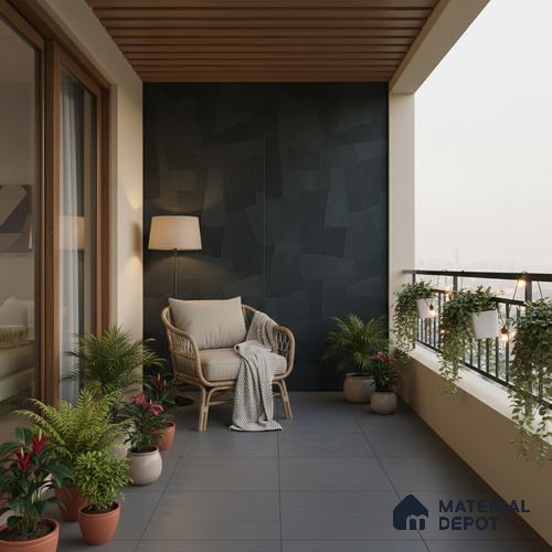 Punch Floor & Wall Tile TL 07898 Levels Teal Decor - 1 4 ft x 2 ft Matte Finish Vitrified Tile - 9 mm | Suitable For living Room, Bedroom, Bathroom