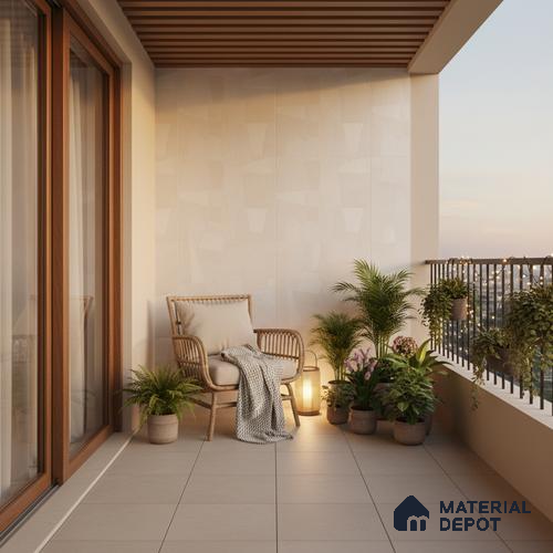 Punch Floor & Wall Tile TL 07899 Levels White Decor - 1 4 ft x 2 ft Matte Finish Vitrified Tile - 9 mm  | Suitable For living Room, Bedroom, Bathroom
