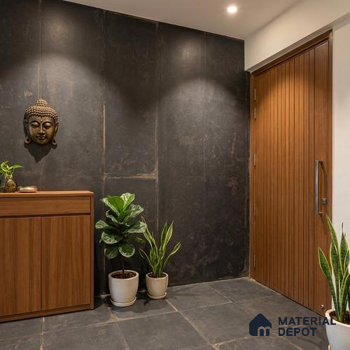 Punch Floor & Wall Tile TL 07902 C Spoleto Black 4 ft x 2 ft Matte Finish Vitrified Tile - 9 mm  | 6 Random Designs | Suitable For living Room, Bedroom, Bathroom