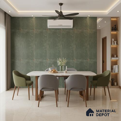 Punch Floor & Wall Tile TL 07902 G Spoleto Green 4 ft x 2 ft Matte Finish Vitrified Tile - 9 mm  | 6 Random Designs | Suitable For living Room, Bedroom, Bathroom