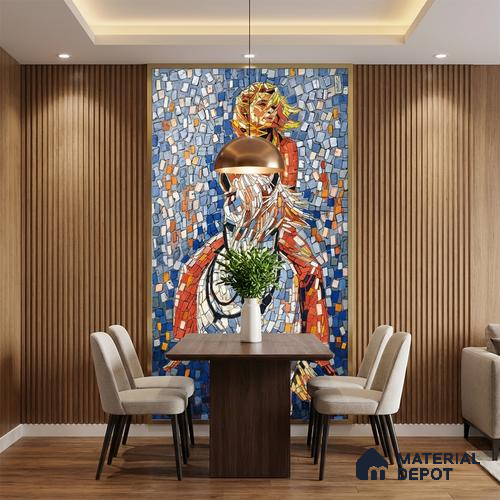 Faux Mosaic Mural Poster Wall Tile TL 07916 Galloping Girl 4 ft x 2 ft Vitrified Glossy Punch Finish - 9 mm | Suitable For Living Room, Bedroom & Office