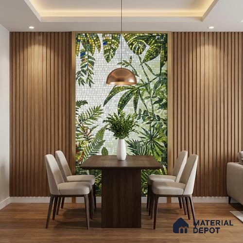 Faux Mosaic Mural Poster Wall Tile TL 07921 Rainforest 4 ft x 2 ft Vitrified Glossy Punch Finish - 9 mm | Suitable For Living Room, Bedroom & Office