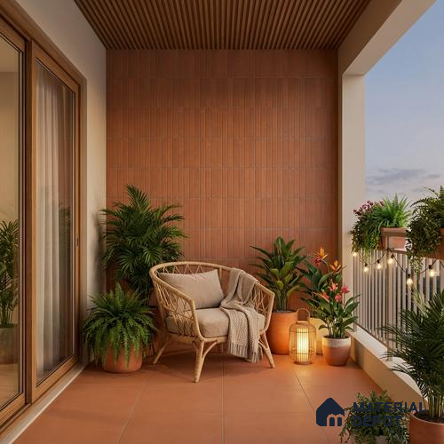Punch Floor & Wall Tile TL 07946 O Warm Cotto Decor-2 4 ft x 2 ft Matte Finish Vitrified Tile - 9 mm | Suitable For living Room, Bedroom, Bathroom