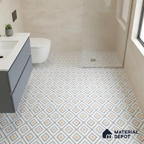 Moroccan Tile TL 08011  Ashen Drift Multi Colour 1 ft x 1 ft Vitrified Matte Finish - 9 mm | Suitable for Living Room, Kitchen, Balcony Floor & Wall | Please Expect a Slight Variation of Pattern