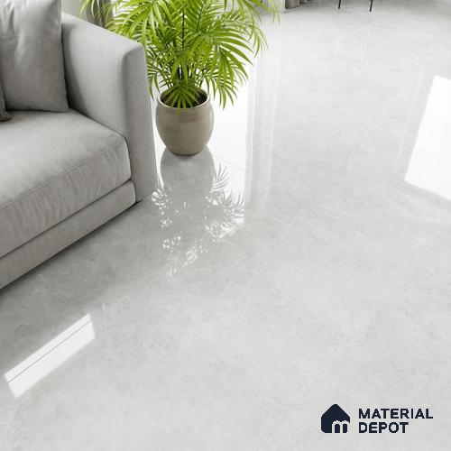 Marble Look Floor & Wall Tile TL 08089 B Bulgari Grey 4 ft x 2 ft Vitrified Glossy Finish - 9 mm