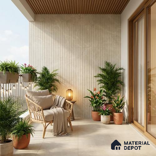 Punch Look Wall Tile TL 08114 B Lublin Beige Decor 4 ft x 2 ft Vitrified Glossy Finish - 9 mm | Random 6