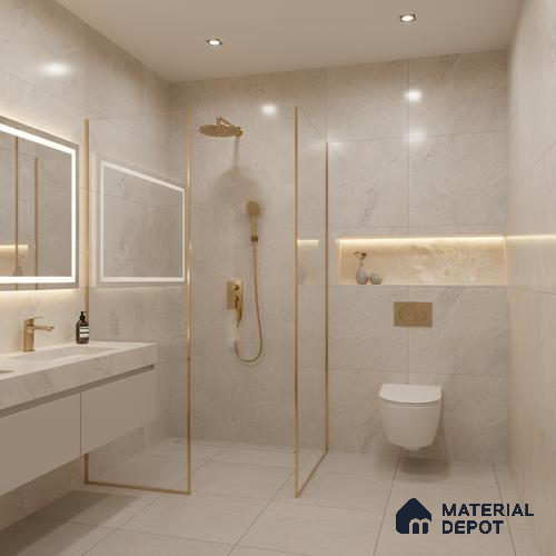 Marble Look Floor & Wall Tile TL 08114 Lublin Beige 4 ft x 2 ft Vitrified Glossy Finish - 9 mm | Random 6