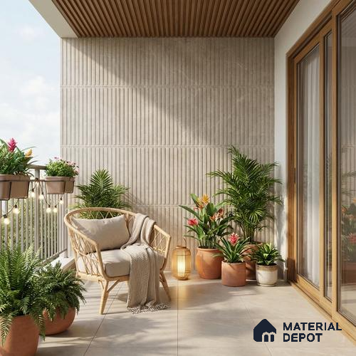Punch Look Wall Tile TL 08115 B Lublin Taupe Decor 4 ft x 2 ft Vitrified Glossy Finish - 9 mm | Random 6