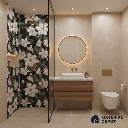 Floral Look Wall Tile TL 08121 G Tanisia Mosaic Flower 4 ft x 2 ft Vitrified Matte Finish - 9 mm