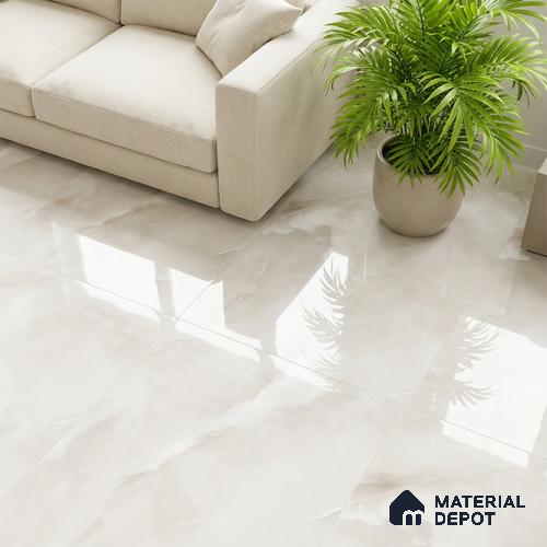 Marble Look Floor & Wall Tile TL 08128 Jennifer Bianco 4 ft x 2 ft Vitrified Glossy Finish - 9 mm | Random 12