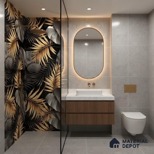 Tropical Wall Tile TL 08129 Monzon Black Decor A 4 ft x 2 ft Vitrified Glossy Finish - 9 mm | Random 2