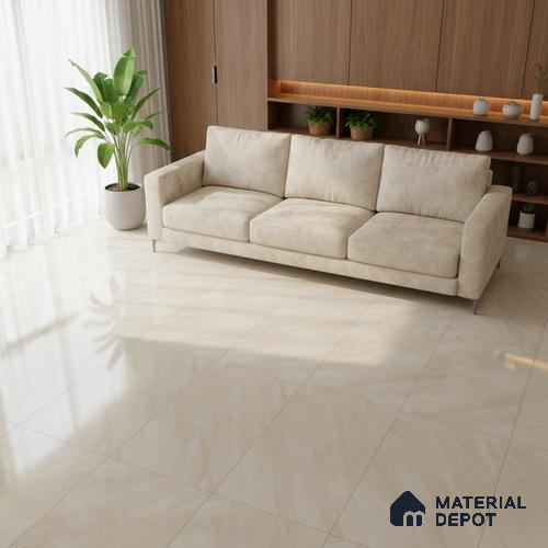 Marble Look Floor & Wall Tile TL 08132 Sajalin Crema 4 ft x 2 ft Vitrified Glossy Finish - 9 mm | Random 6