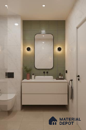 Faux Subway Look Wall Tile TL 08135 F Brich Olive 1 ft x 1 ft Ceramic Glossy Finish - 10 mm | Please Expect a Slight Variation of Pattern