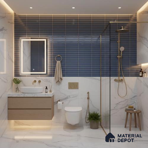 Faux Subway Look Wall Tile TL 08135 Brich Admiral 1 ft x 1 ft Ceramic Glossy Finish - 10 mm | Please Expect a Slight Variation of Pattern
