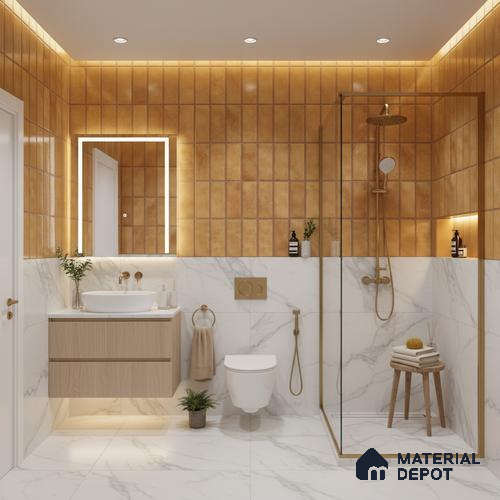 Faux Subway Look Wall Tile TL 08136 G Florim Pumpkin 1 ft x 1 ft Ceramic Glossy Finish - 10 mm | Please Expect a Slight Variation of Pattern